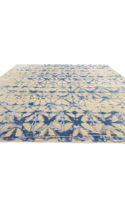9 x 12 Contemporary Abstract High-Low Wool and Silk Rug 31011