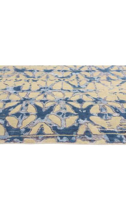 9 x 12 Contemporary Abstract High-Low Wool and Silk Rug 31011