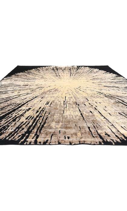 ​9 x 12 Contemporary Abstract Biophilic Wool and Silk Rug 31013