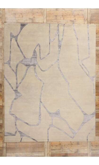 9 x 12 Contemporary Abstract Wool and Silk Rug 31015