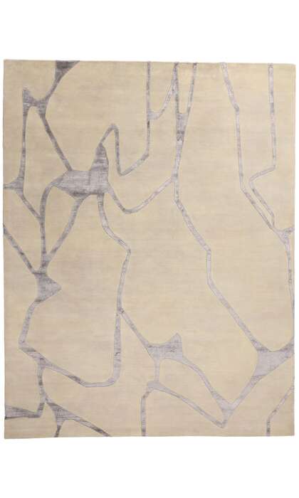 9 x 12 Contemporary Abstract Wool and Silk Rug 31015