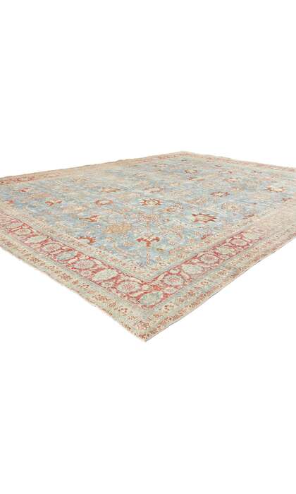 9 x 12 Distressed Antique-Worn Blue Persian Tabriz Rug 53174