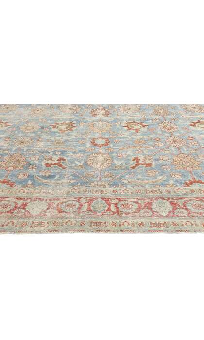 9 x 12 Distressed Antique-Worn Blue Persian Tabriz Rug 53174