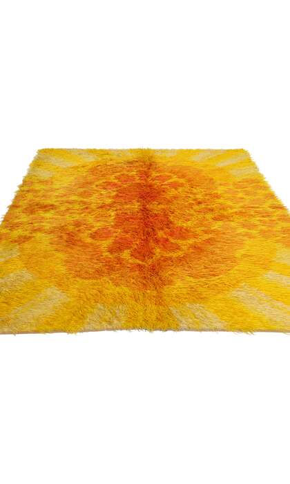 4 x 6 Vintage Ege Taepper Sunburst Danish Rya Rug 78271