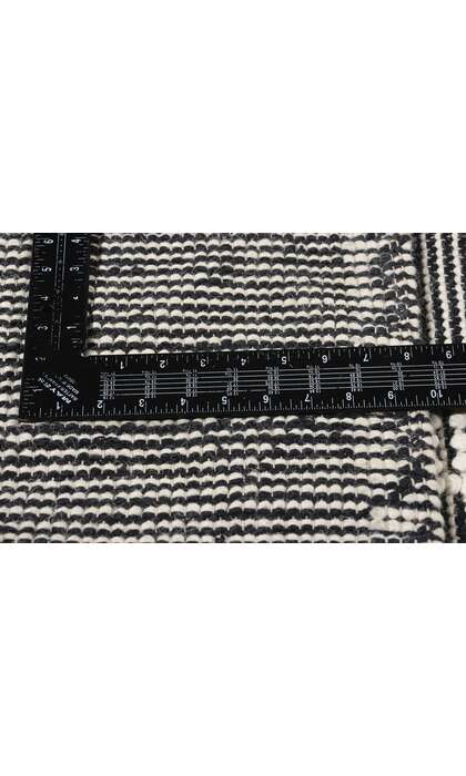 8 x 10 Moroccan Black Textured High-Low Kilim Rug 31028