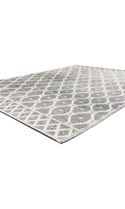 8 x 10 Moroccan Black Textured High-Low Kilim Rug 31028