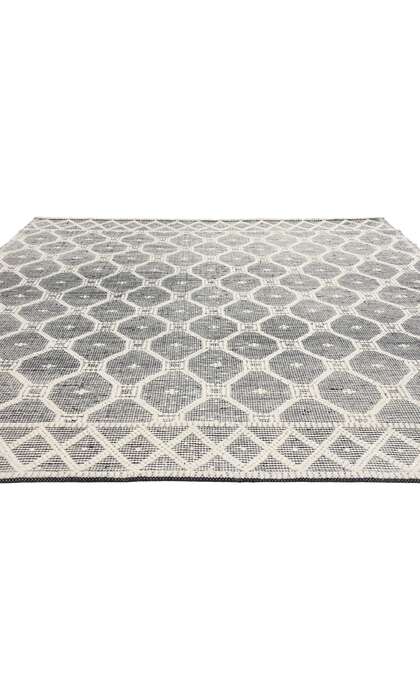 8 x 10 Moroccan Black Textured High-Low Kilim Rug 31028