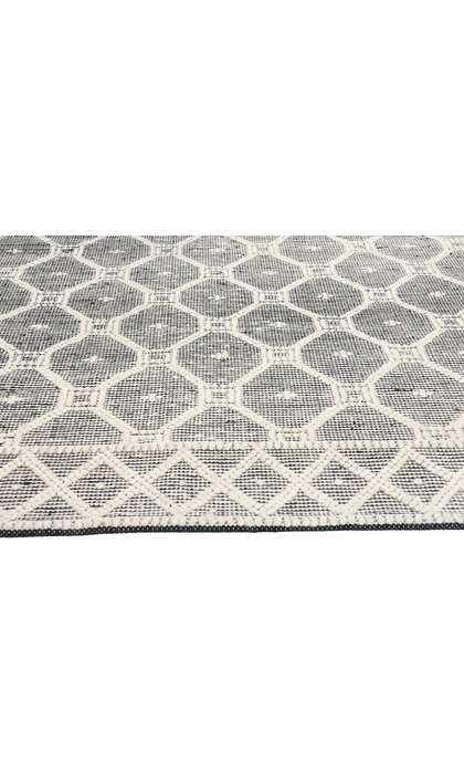 8 x 10 Moroccan Black Textured High-Low Kilim Rug 31028