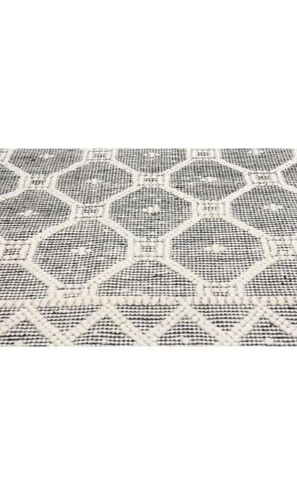 8 x 10 Moroccan Black Textured High-Low Kilim Rug 31028