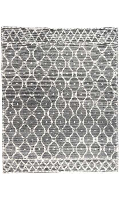 8 x 10 Moroccan Black Textured High-Low Kilim Rug 31028