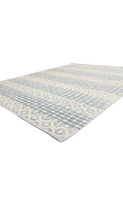 8 x 10 Moroccan Blue Textured High-Low Kilim Rug 31034