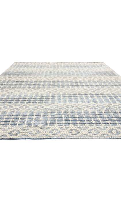 8 x 10 Moroccan Blue Textured High-Low Kilim Rug 31034