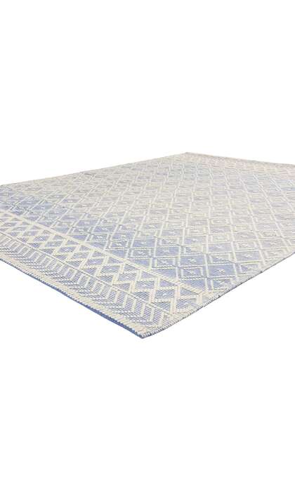 8 x 10 Moroccan Blue Textured High-Low Kilim Rug 31026