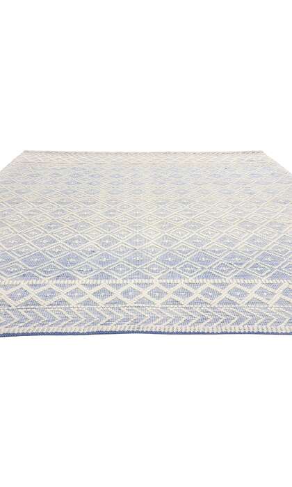 8 x 10 Moroccan Blue Textured High-Low Kilim Rug 31026