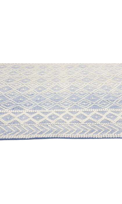 8 x 10 Moroccan Blue Textured High-Low Kilim Rug 31026