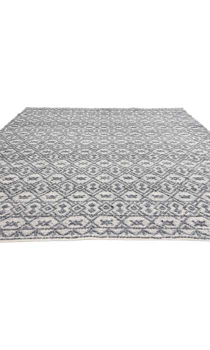 8 x 11 Moroccan Gray Textured High-Low Kilim Rug 31030
