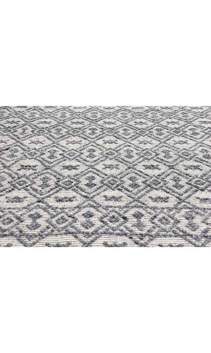 8 x 11 Moroccan Gray Textured High-Low Kilim Rug 31030