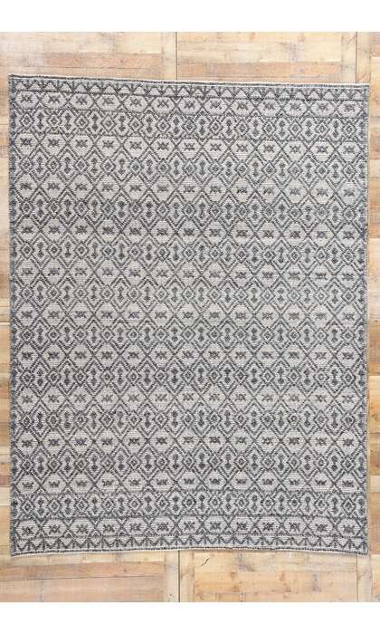 8 x 11 Moroccan Gray Textured High-Low Kilim Rug 31030