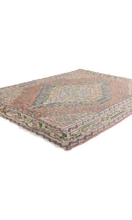 5 x 6 Vintage Persian Floral Bijar Kilim Rug 78213