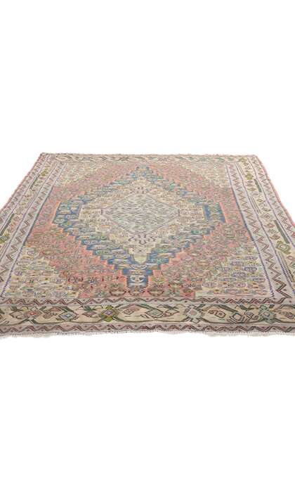 5 x 6 Vintage Persian Floral Bijar Kilim Rug 78213