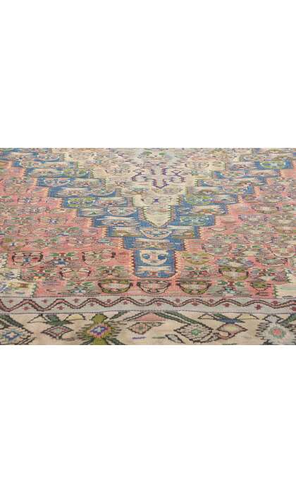 5 x 6 Vintage Persian Floral Bijar Kilim Rug 78213