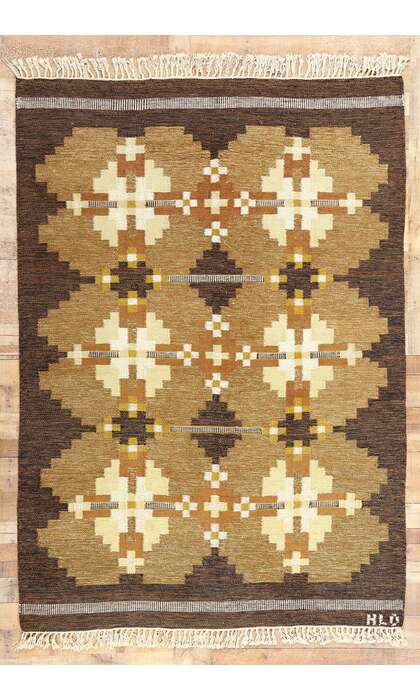 6 x 9 Kullaberg HLO Vintage Swedish Rollakan Rug 78834