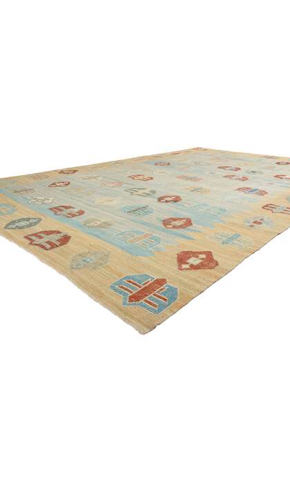 10 x 15 Turkish Tribal Kilim High-Low Rug 52209