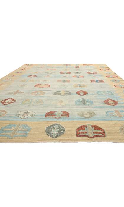 10 x 15 Turkish Tribal Kilim High-Low Rug 52209