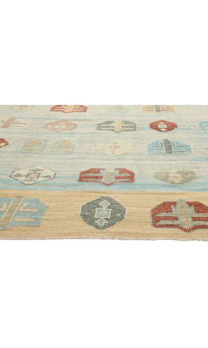 10 x 15 Turkish Tribal Kilim High-Low Rug 52209