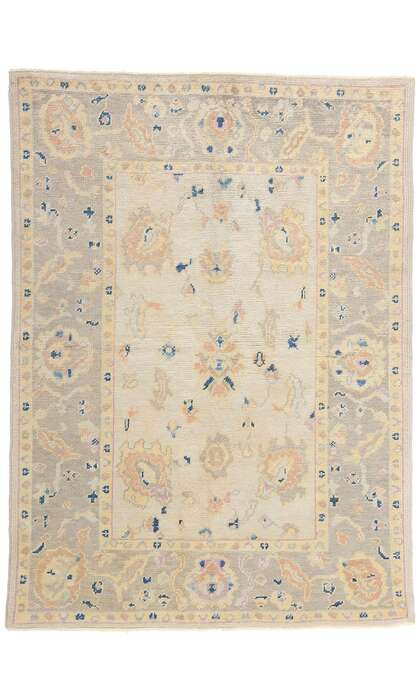 5 x 7 Modern Earthy Pastel Turkish Oushak Rug 53605