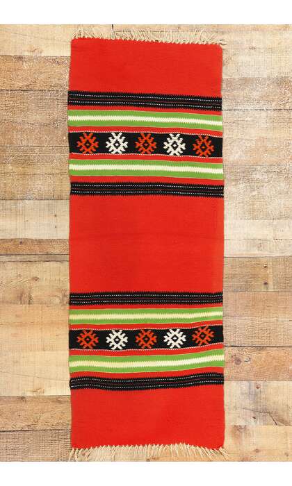 1 x 4 Vintage Red Greek Kilim Rug 78799