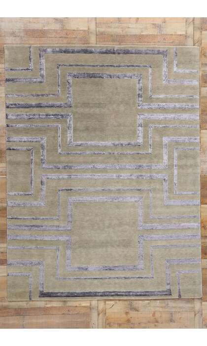 8 x 10 Transitional High-Low Wool and Silk Rug 31021