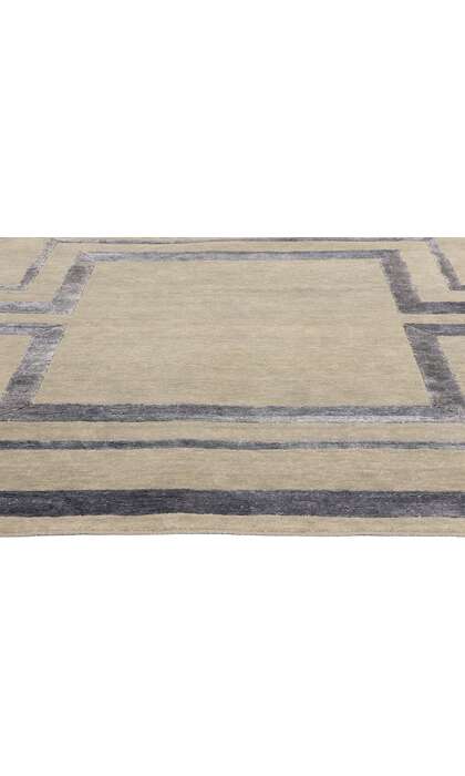 9 x 12 Contemporary Art Deco High-Low Wool and Silk Rug 31008