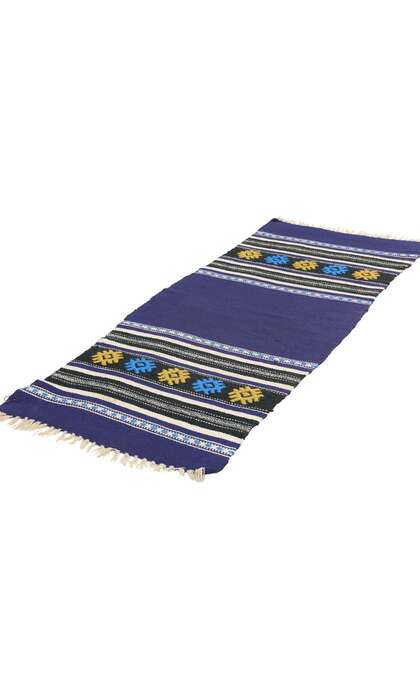 1 x 4 Vintage Blue Greek Kilim Rug 78798