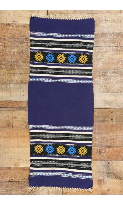 1 x 4 Vintage Blue Greek Kilim Rug 78798