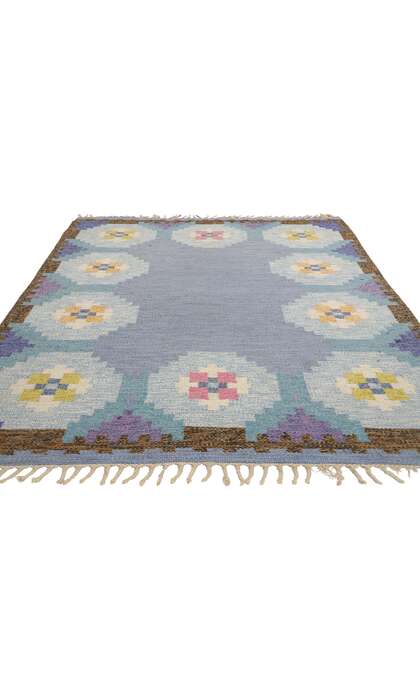 5 x 8 Vintage Blue Swedish Rollakan Rug 78822