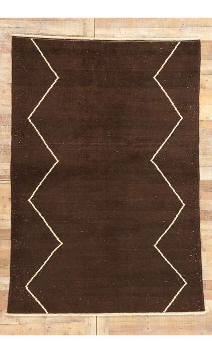 5 x 8 Vintage Dark Brown Turkish Moroccan Rug 77683