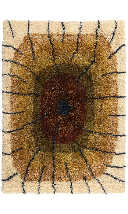 4 x 5 Laila Seppa Vintage Finnish Ryijy Rug 78828