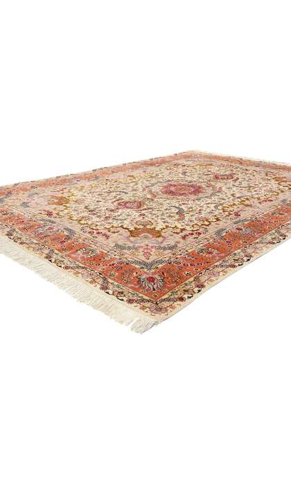 7 x 10 Vintage Wool and Silk Persian Tabriz Rug 78687