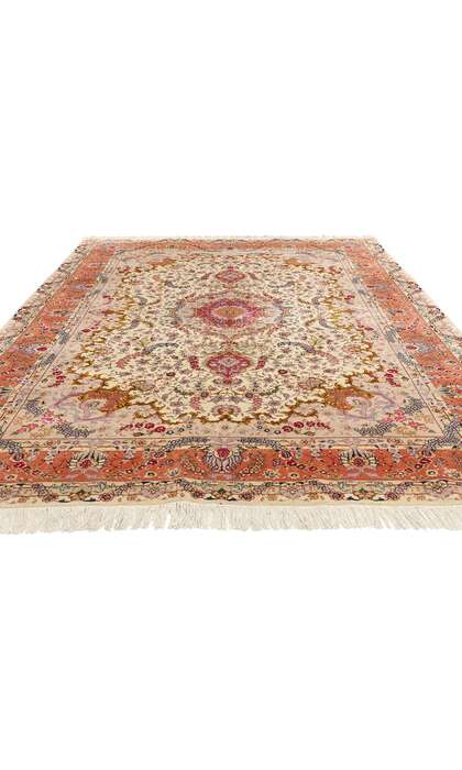 7 x 10 Vintage Wool and Silk Persian Tabriz Rug 78687