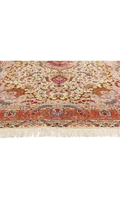 7 x 10 Vintage Wool and Silk Persian Tabriz Rug 78687
