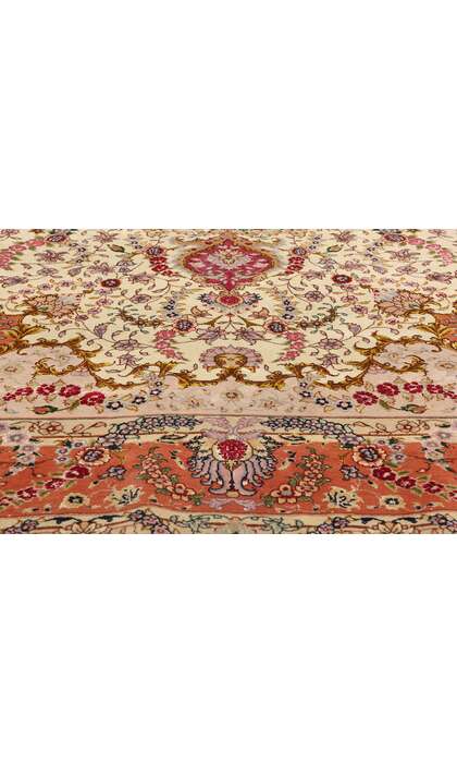 7 x 10 Vintage Wool and Silk Persian Tabriz Rug 78687