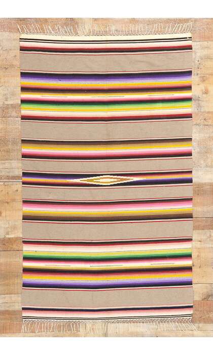 4 x 7 Vintage Mexican Saltillo Serape Blanket 78788