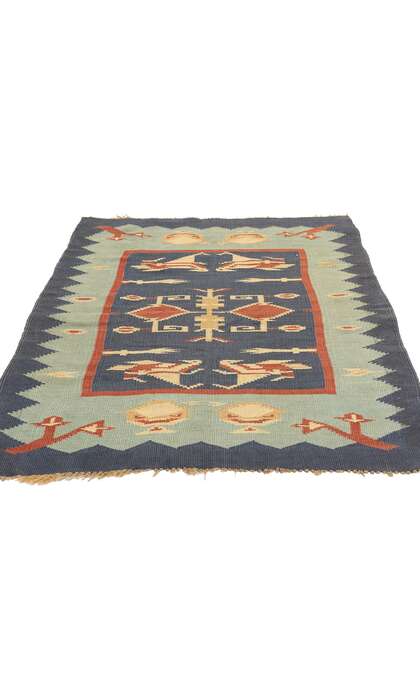 3 x 5 Vintage Oltenian Romanian Bird Kilim Rug 78789