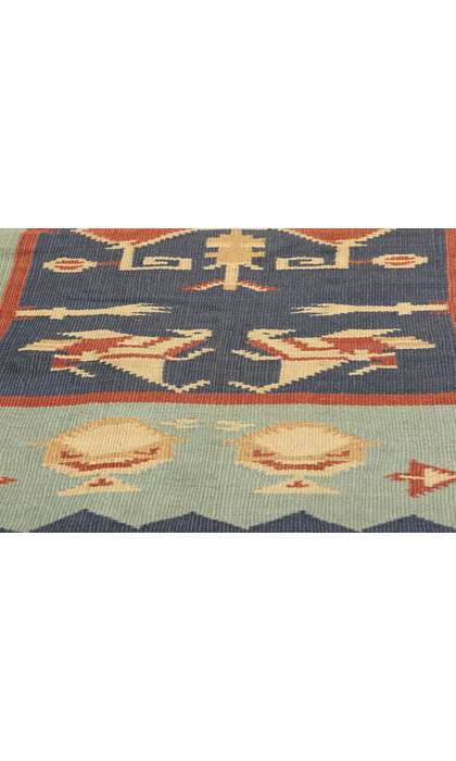 3 x 5 Vintage Oltenian Romanian Bird Kilim Rug 78789