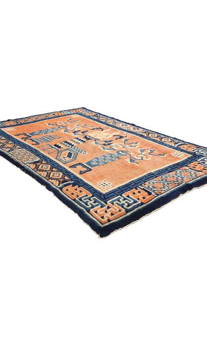 4 x 7 Vintage Orange Chinese Baotou Rug 78027