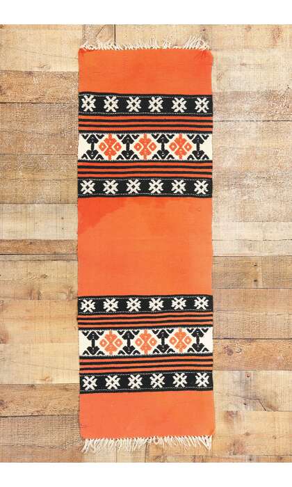 1 x 4 Vintage Orange Greek Kilim Rug 78797