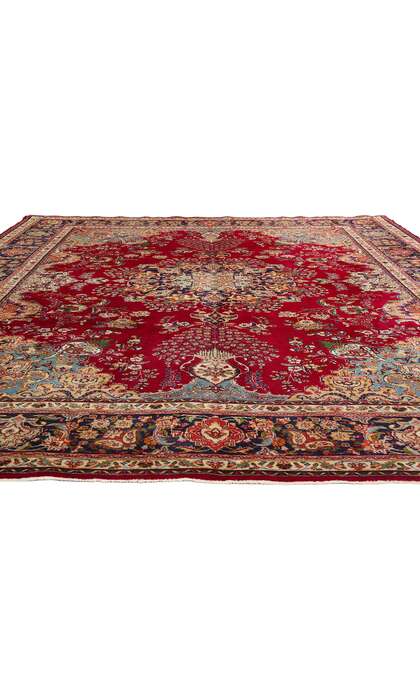 10 x 13 Vintage Red Persian Tabriz Rug 78814