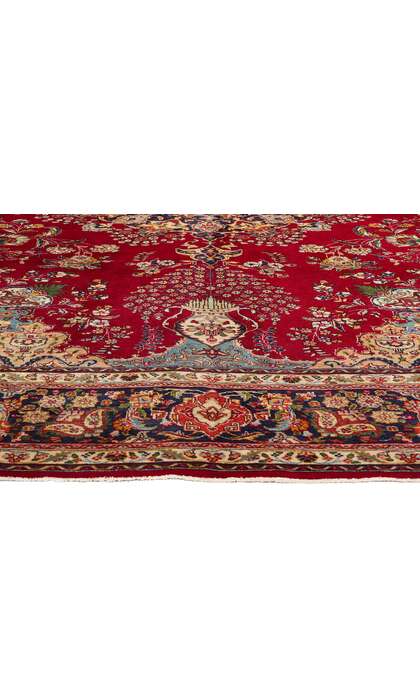 10 x 13 Vintage Red Persian Tabriz Rug 78814