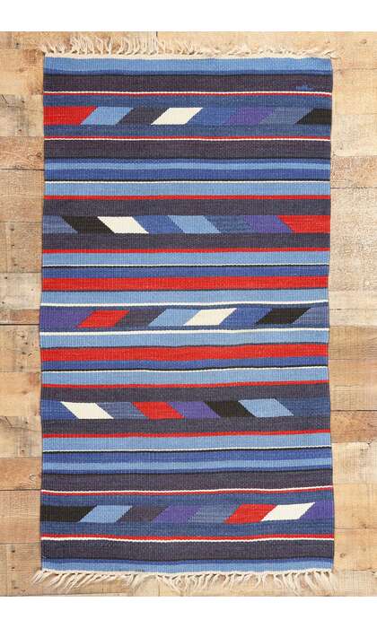 3 x 5 Vintage Rio Grande Chimayo Banded Blanket 78792